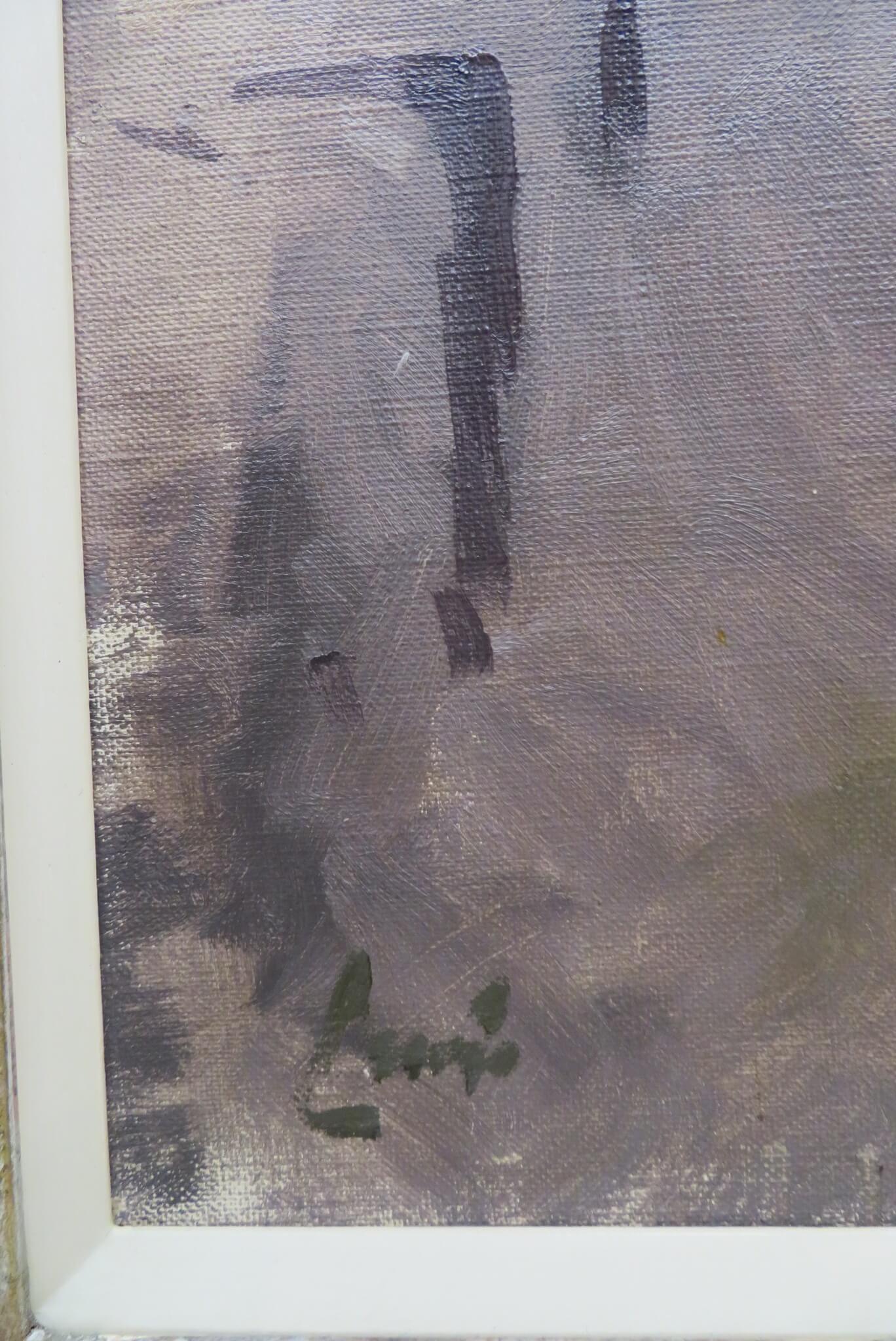 Pittura ad olio firmata RIVER SEINE PARIS, metà del XX secolo, di un pittore post-impressionista francese. - Painting Postimpressionismo di Unknown