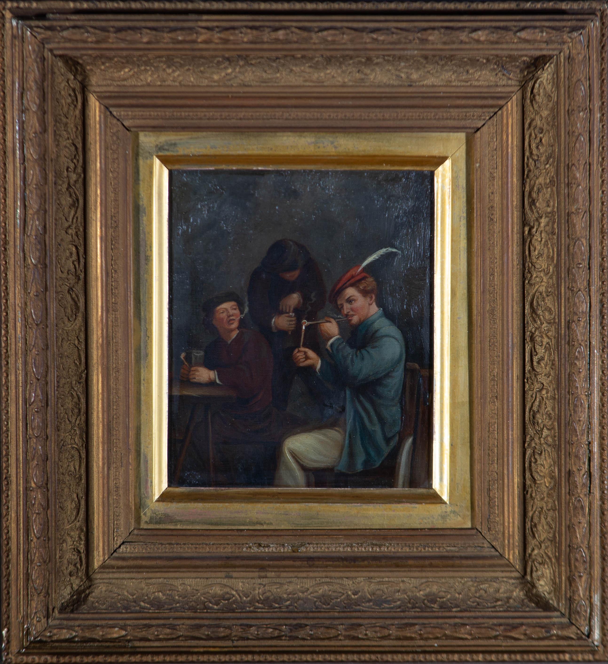 Unknown Portrait Painting – Mitte des 20. Jahrhunderts Öl - Eine gemeinschaftliche Puffpuppe