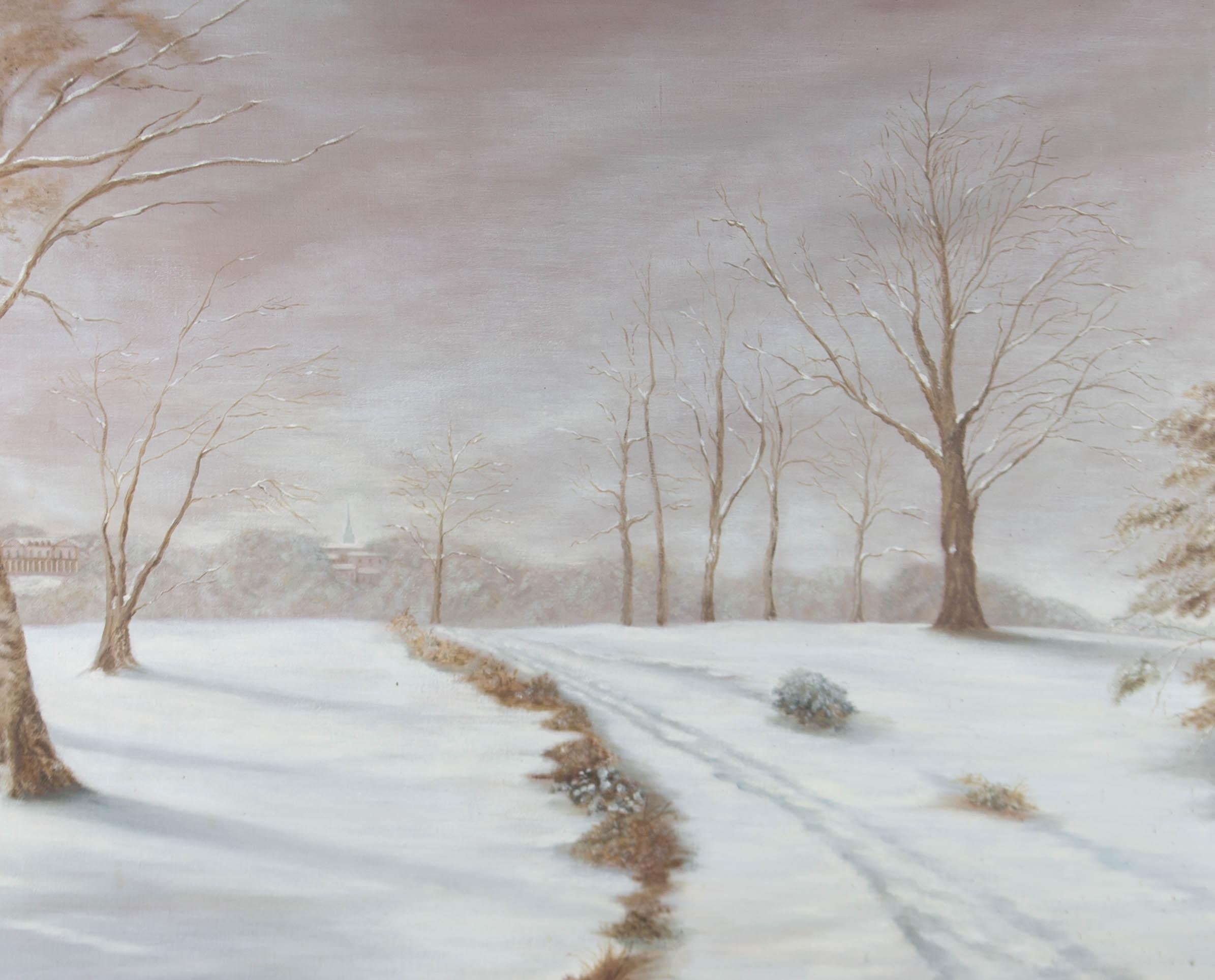Mid 20th Century Oil - A Winter Path - Painting by Unknown