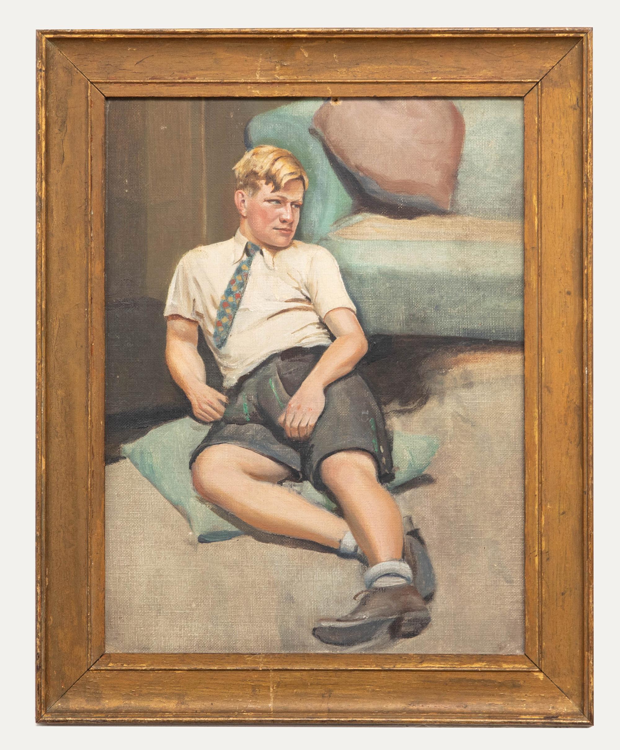 Unknown Portrait Painting - Mid 20th Century Oil - After School