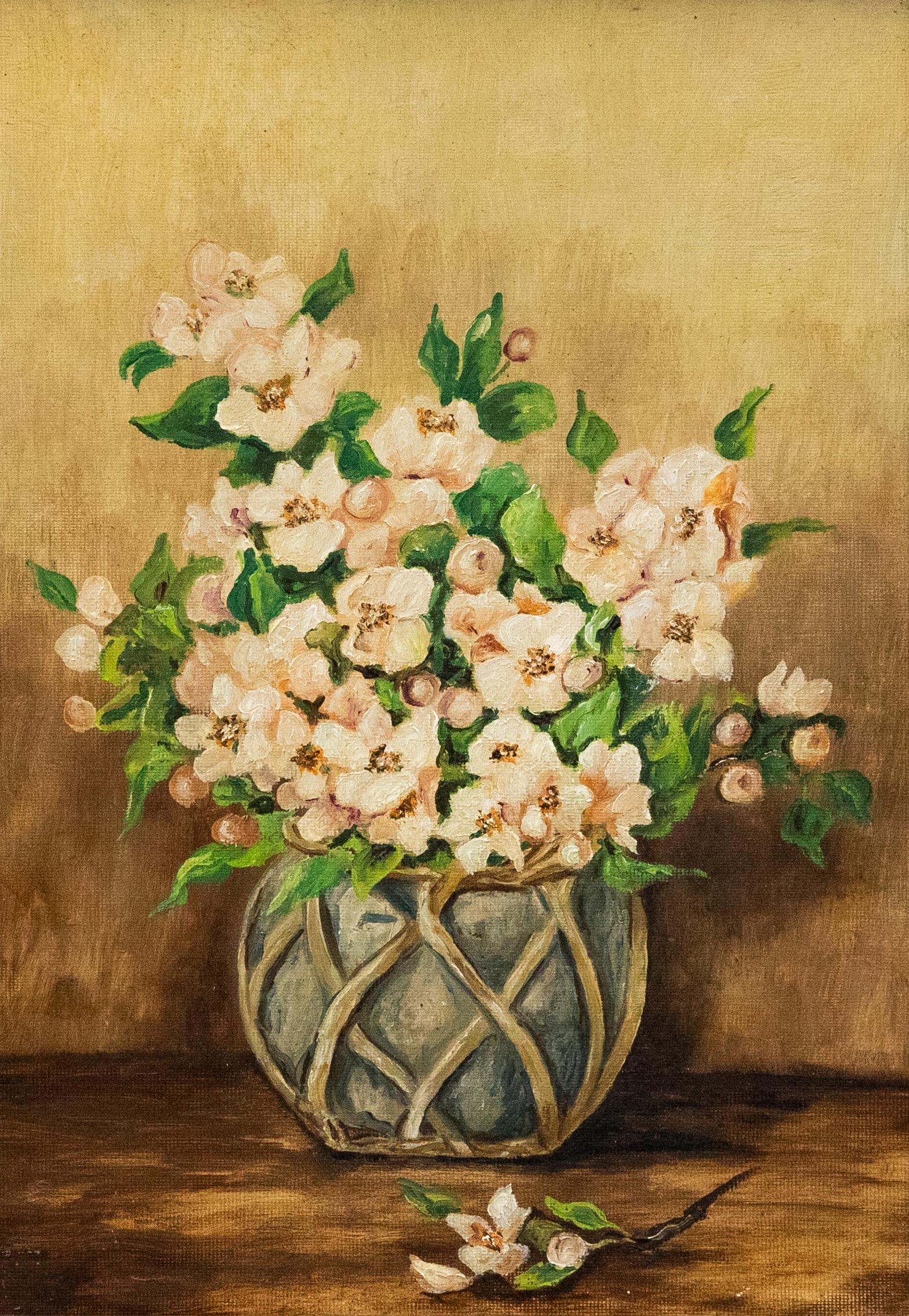 Mid 20th Century Oil - Apple Blossom - Painting by Unknown