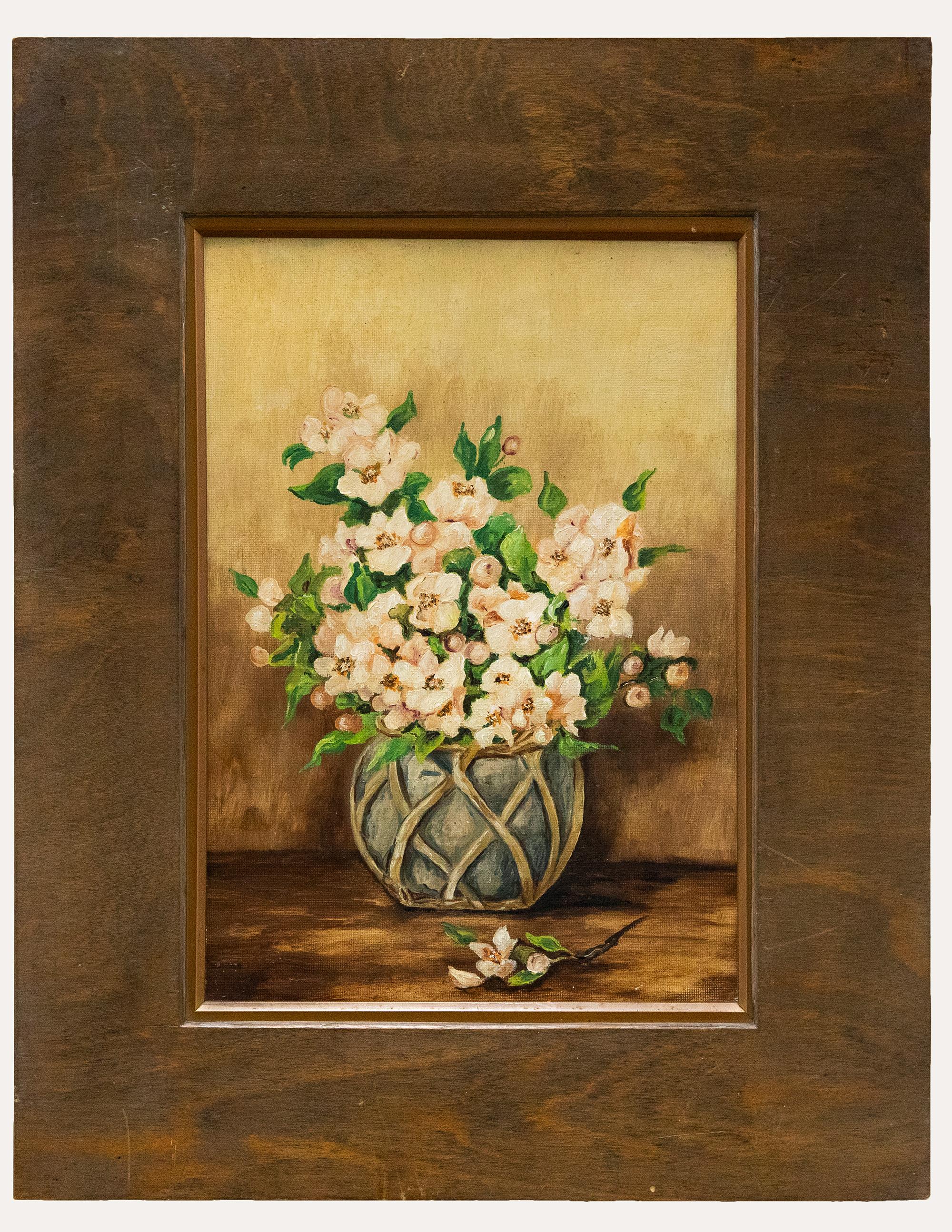 Unknown Still-Life Painting - Mid 20th Century Oil - Apple Blossom