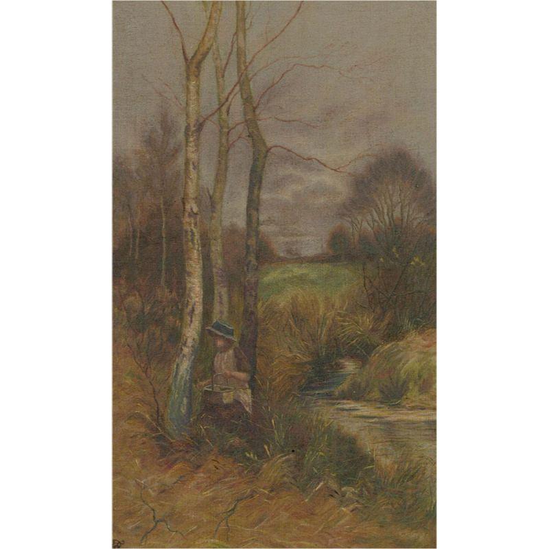 Mid 20th Century Oil - Autumn Foraging - Painting by Unknown