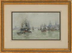 Mid 20th Century Oil - Boats On The Thames