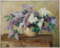 Mid 20th Century Oil - Bouquet of Lilacs