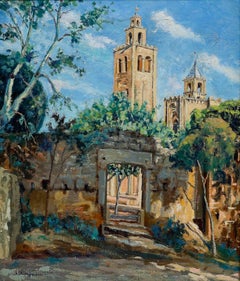 Mid 20th Century Oil - Church in The Sunlight