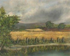 Mid 20th Century Oil - Cornfield with Pond