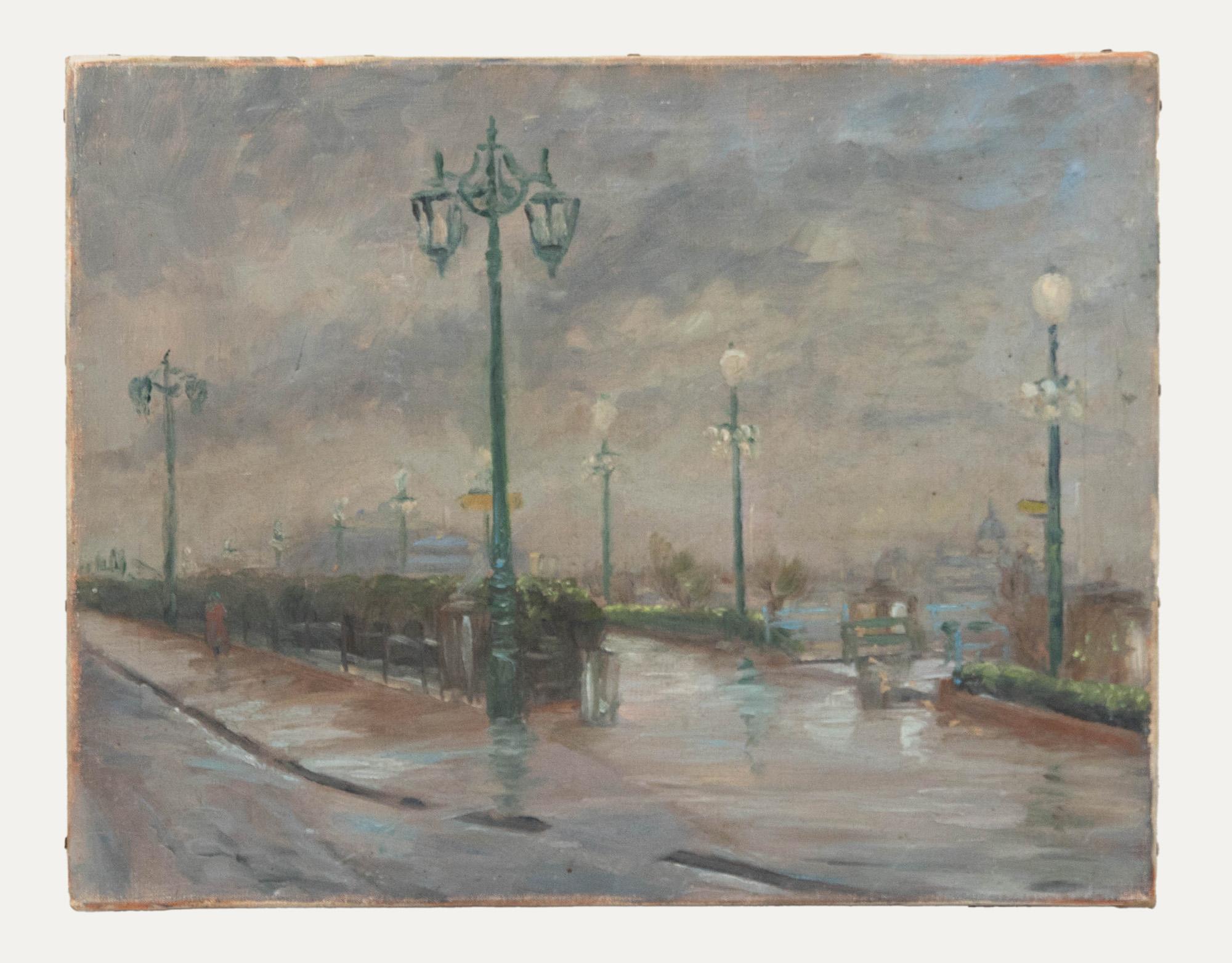 Mid 20th Century Oil - Eastbourne Promenade - Painting by Unknown
