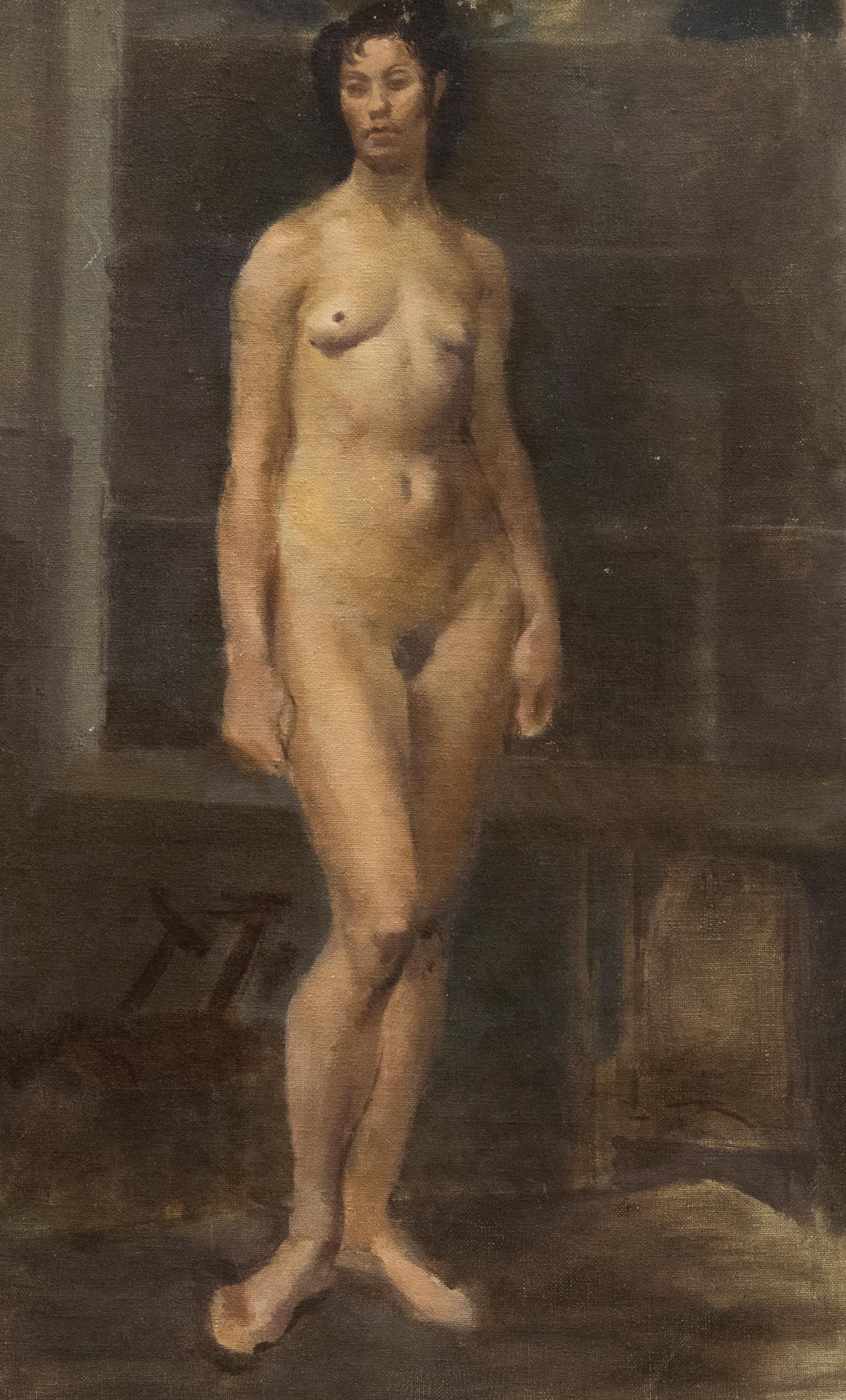 Mid 20th Century Oil - Female Form - Painting by Unknown