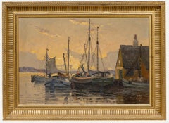 Mid 20th Century Oil - Fishing Boats at Dusk