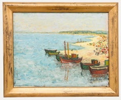 Mid 20th Century Oil - Fishing Boats on the Beach
