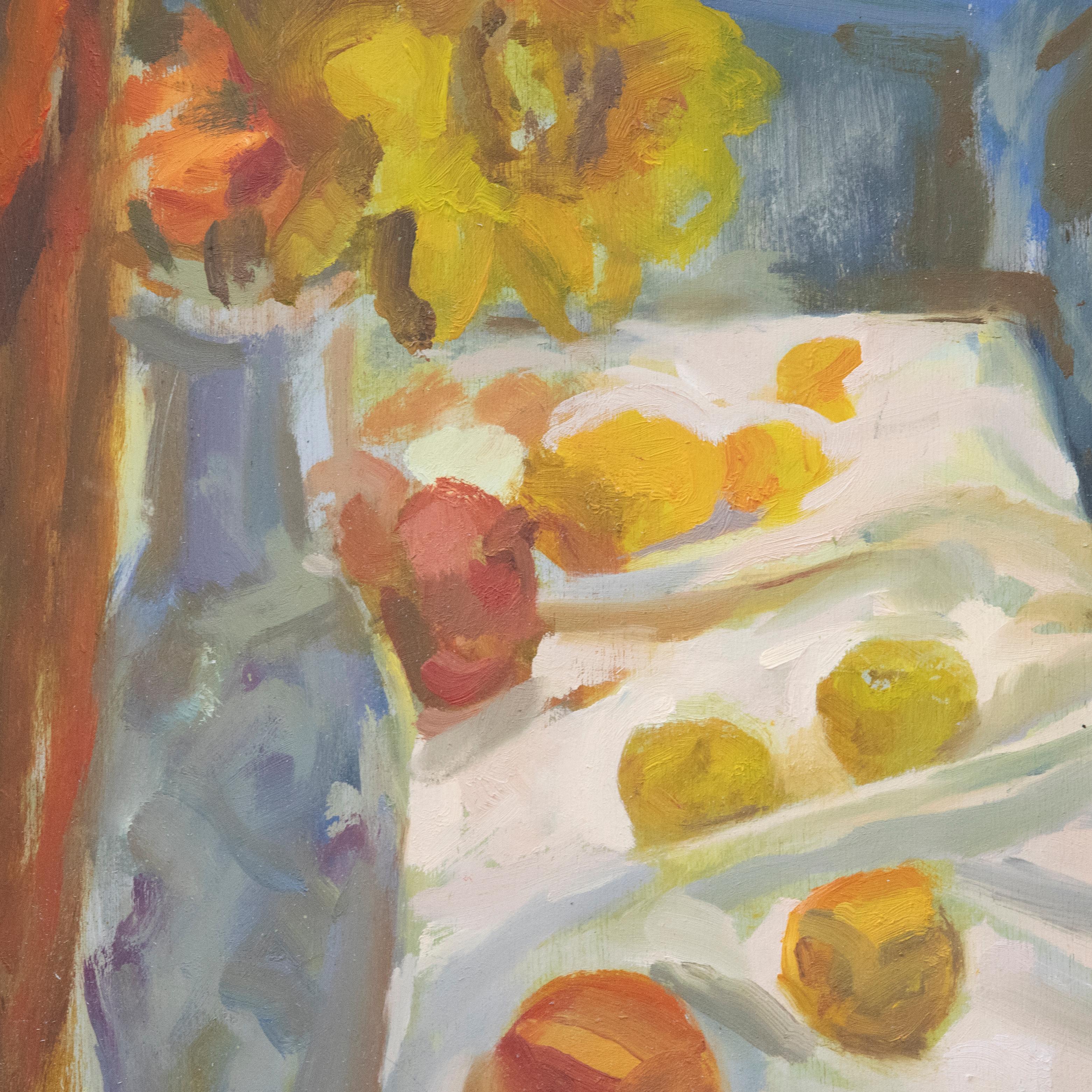 Mid 20th Century Oil - Flowers and Fruit For Sale 1