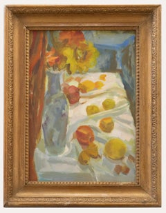 Vintage Mid 20th Century Oil - Flowers and Fruit