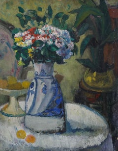 Mitte 20. Jahrhundert Öl - Blumen in einer Vase