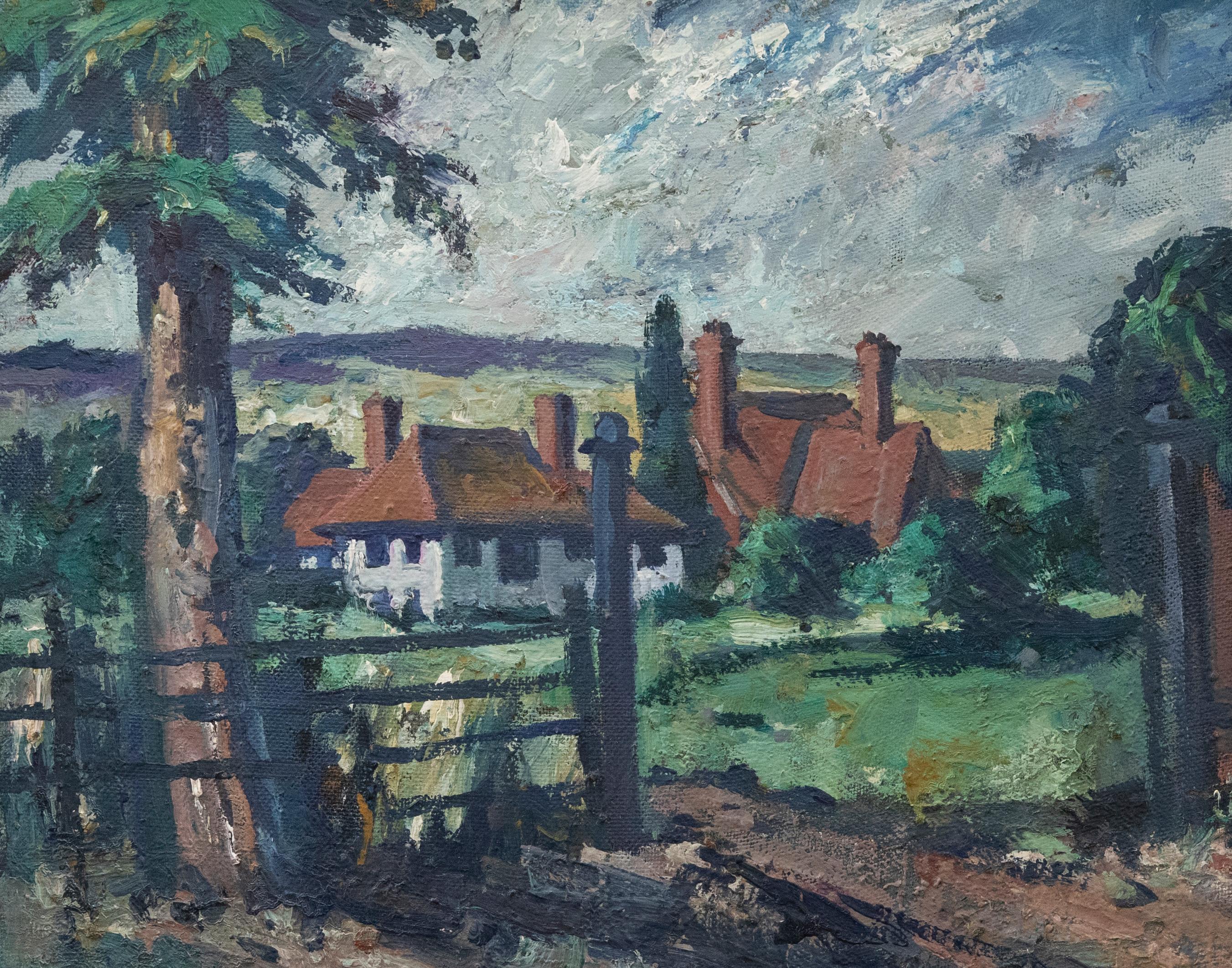 Mid 20th Century Oil - From Castle Lane - Painting by Unknown