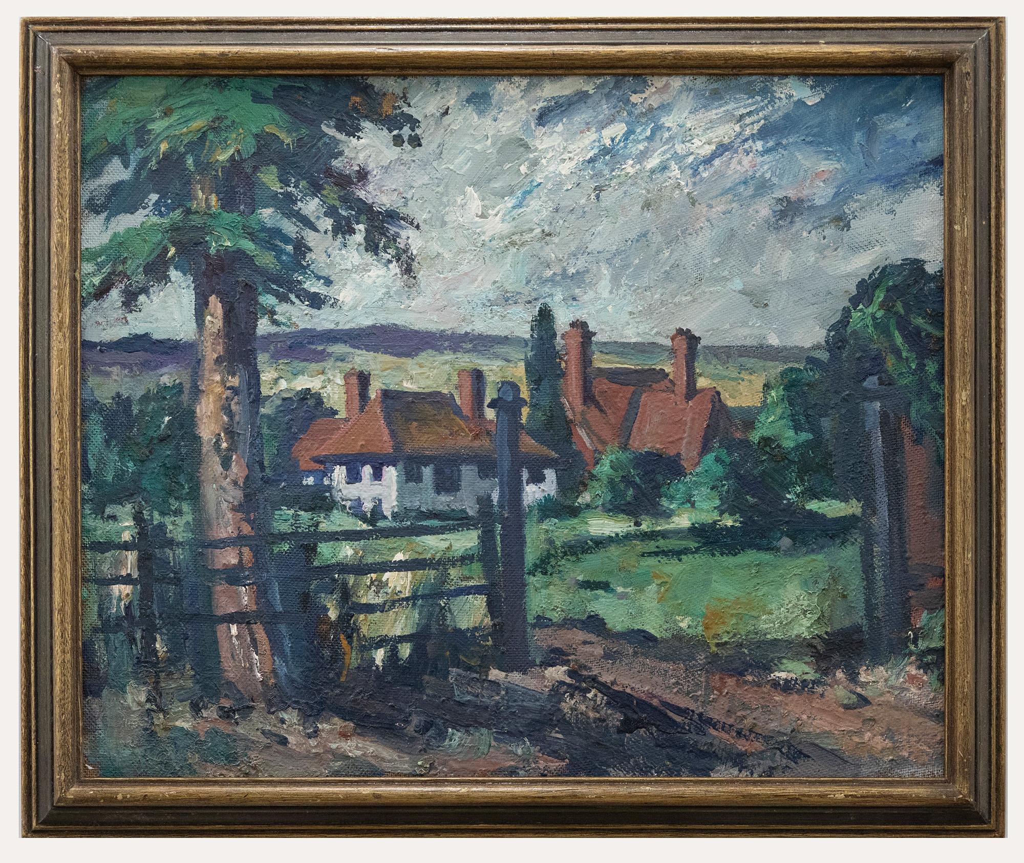 Unknown Landscape Painting - Mid 20th Century Oil - From Castle Lane