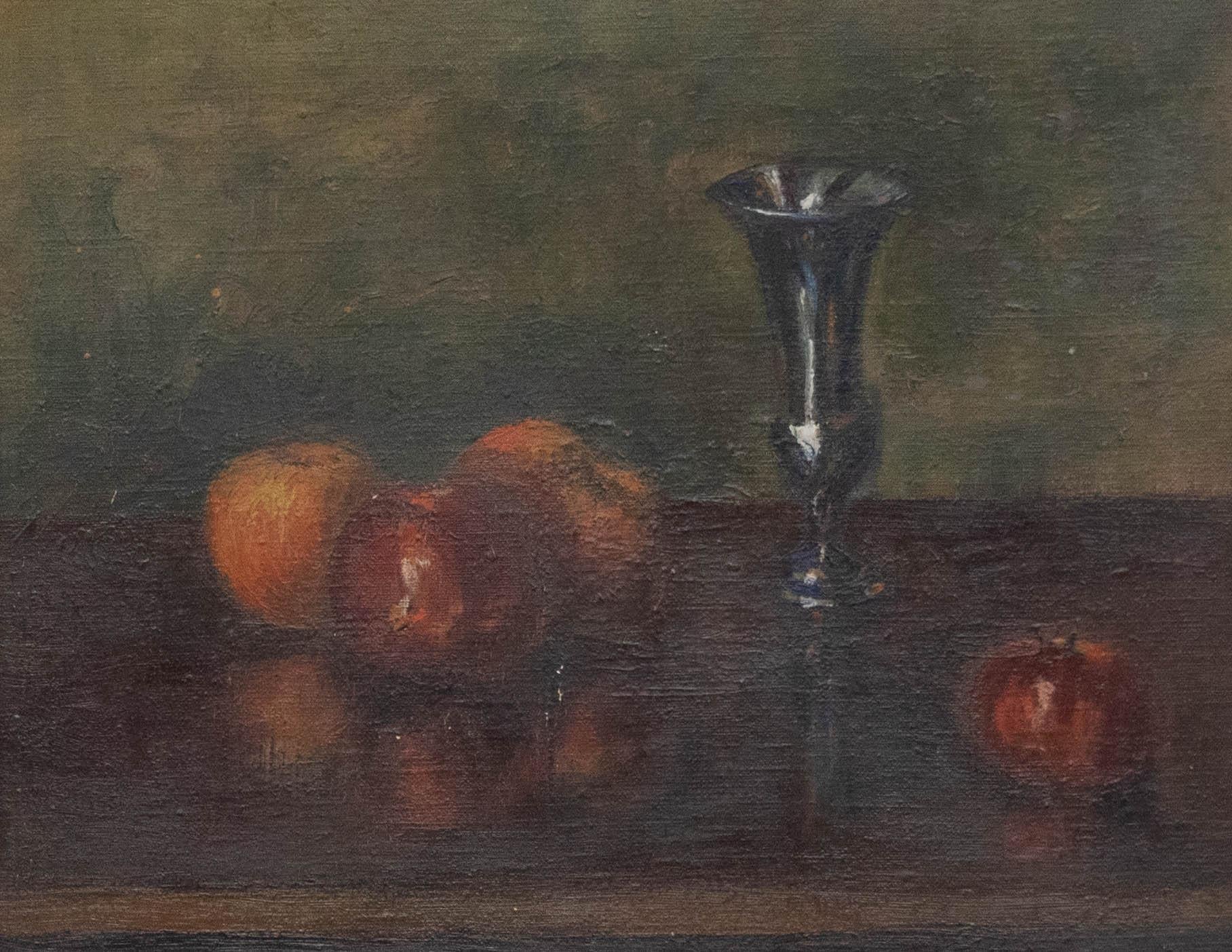 Mid 20th Century Oil - Fruit and a Chalice - Painting by Unknown