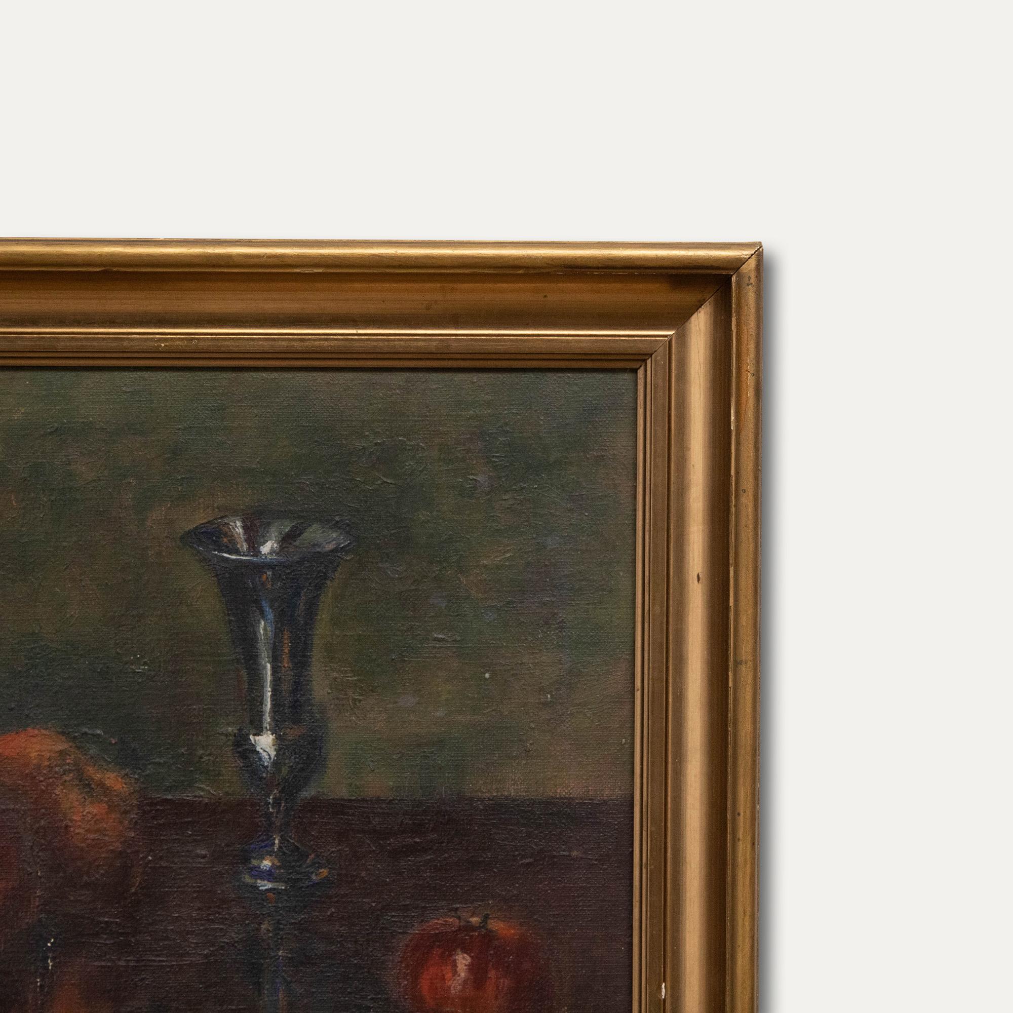 Mid 20th Century Oil - Fruit and a Chalice For Sale 2