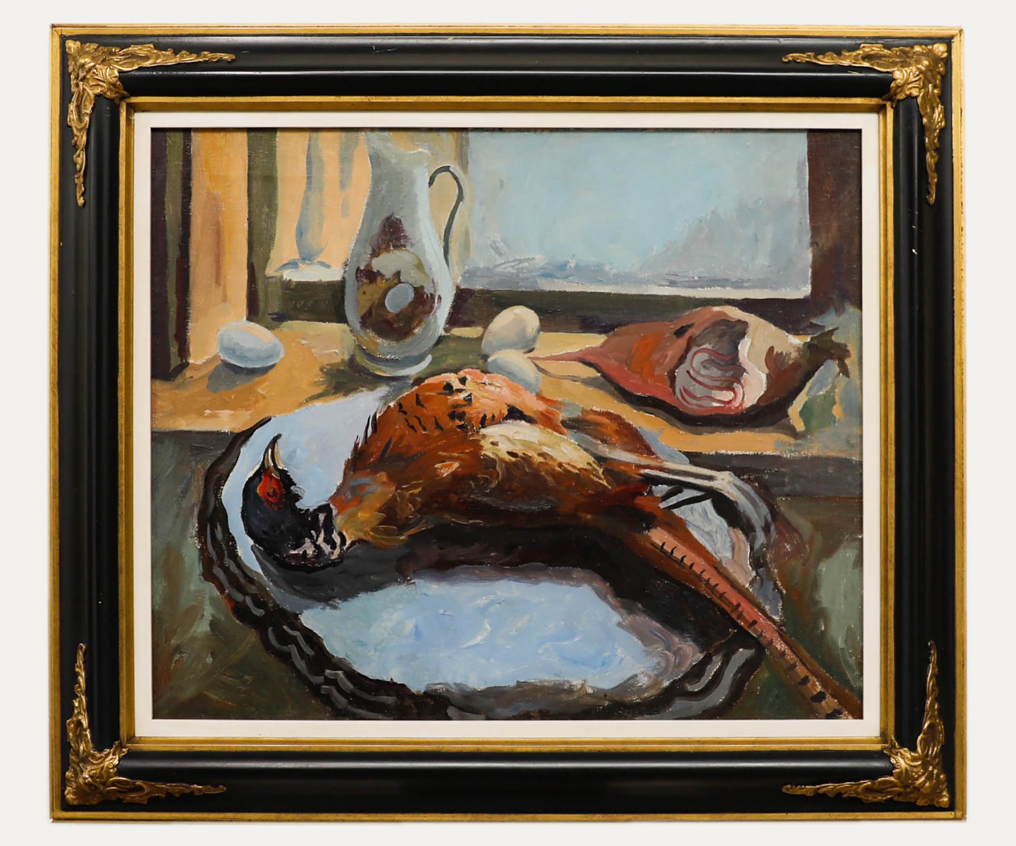 Unknown Still-Life Painting – Öl aus der Mitte des 20. Jahrhunderts - Wildessen
