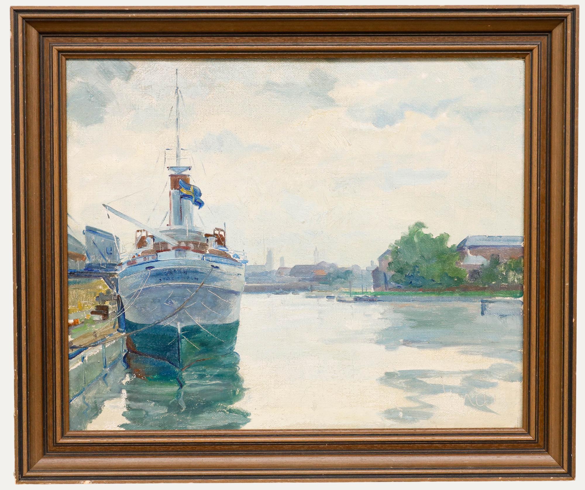 Unknown Figurative Painting - Mid 20th Century Oil - Gella Stockholm