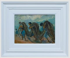 Olio della metà del XX secolo - Traino di reti da pesca