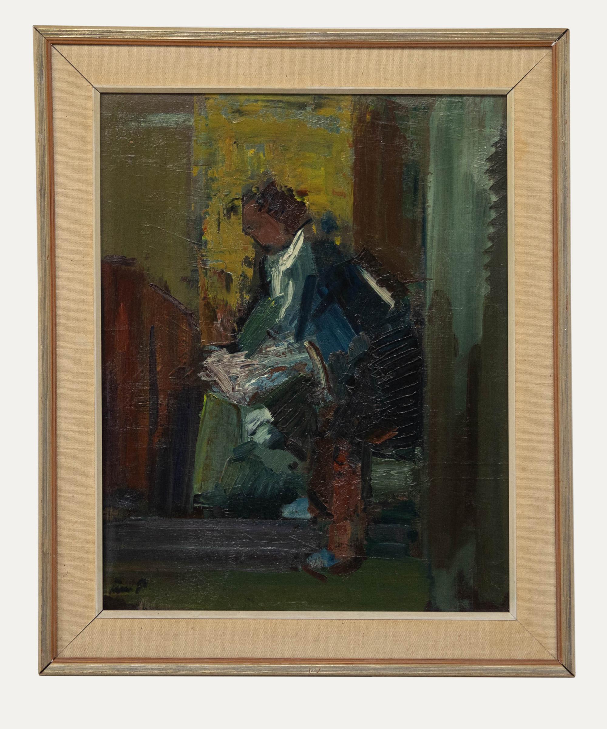 Unknown Portrait Painting - Mid 20th Century Oil - Housework