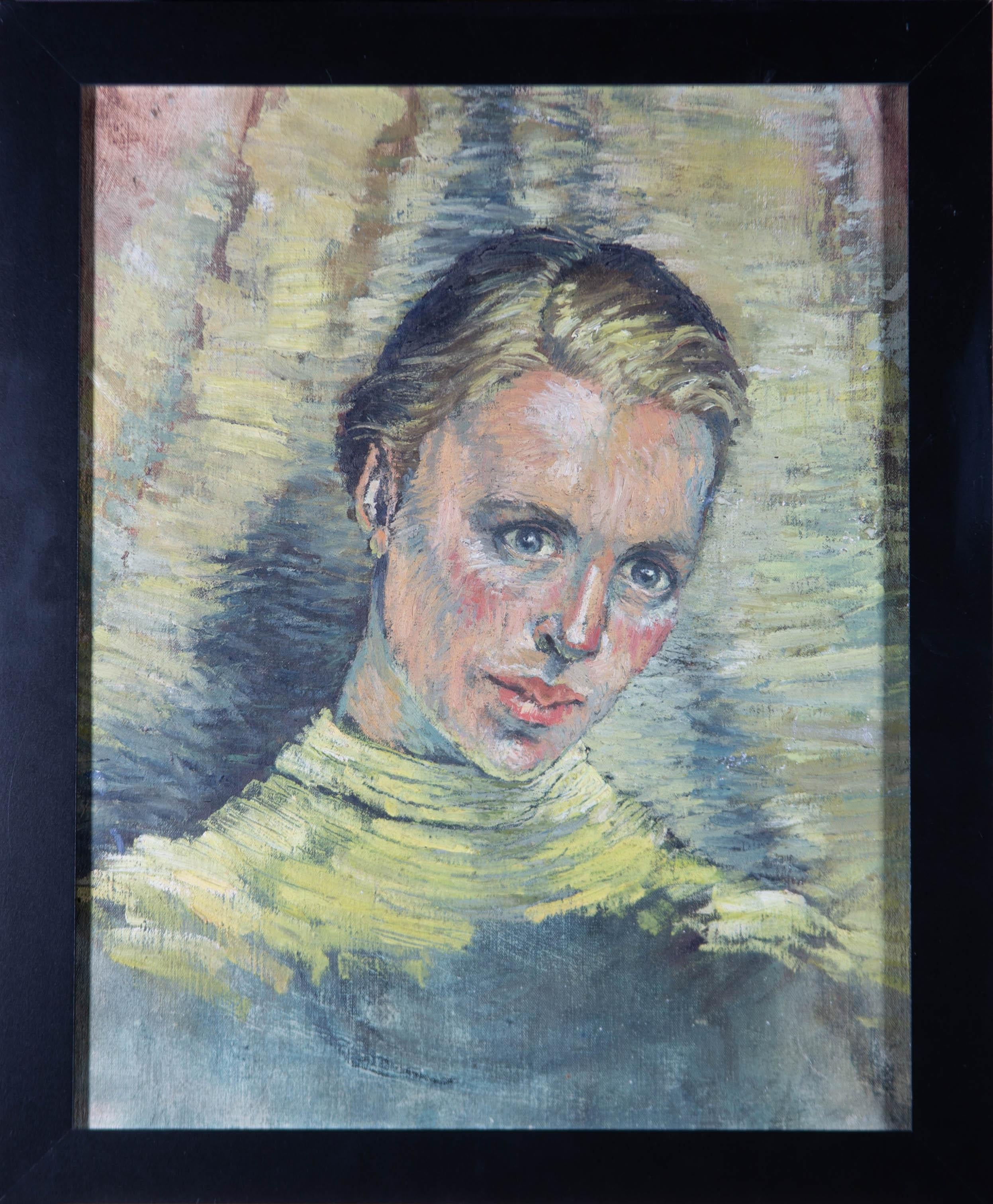 Unknown Portrait Painting - Mid 20th Century Oil - In the Yellow Light