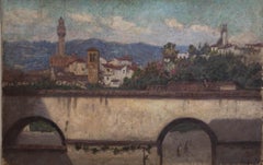 Öl aus der Mitte des 20. Jahrhunderts - Italienische Townes vom Viadukt aus