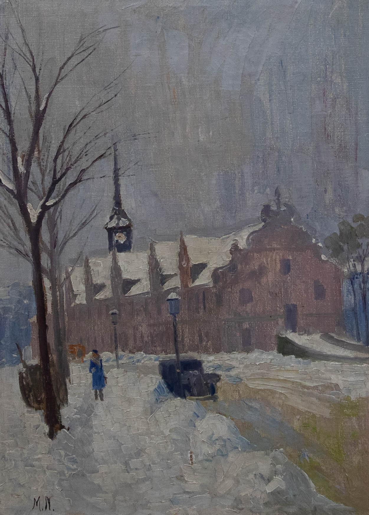 Mid 20th Century Oil - January Snow - Painting by Unknown