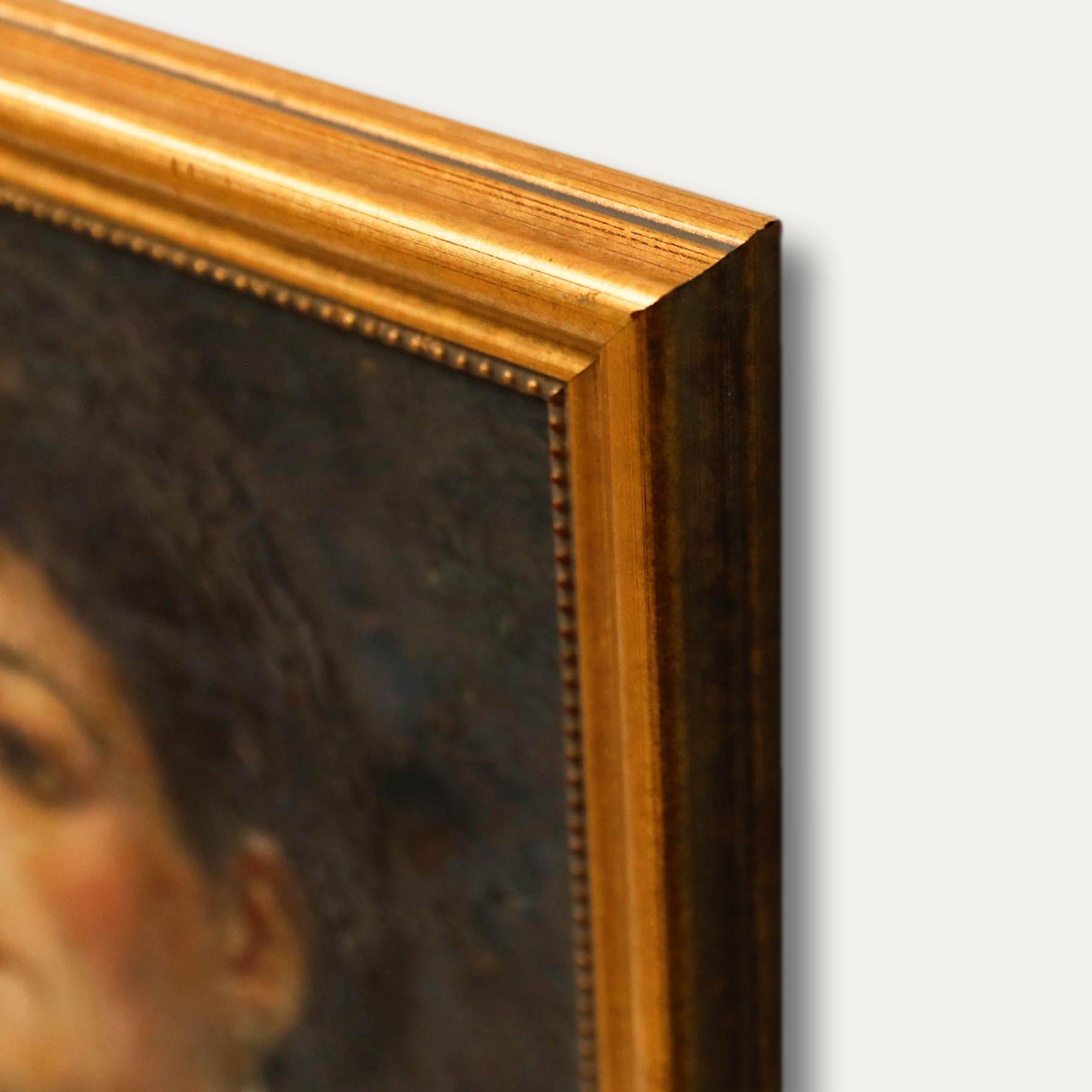 Öl aus der Mitte des 20. Jahrhunderts - Dame in Abendgarderobe (Braun), Portrait Painting, von Unknown