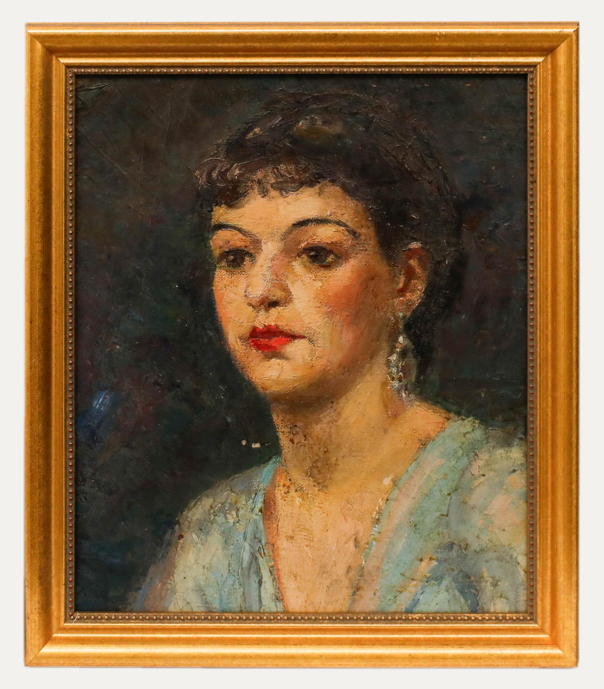 Öl aus der Mitte des 20. Jahrhunderts - Dame in Abendgarderobe