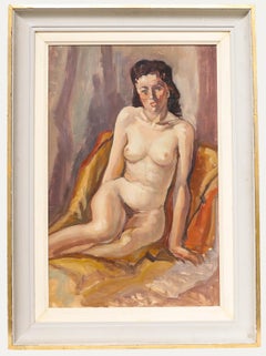 Mid 20th Century Oil - Lady on Orange Futon