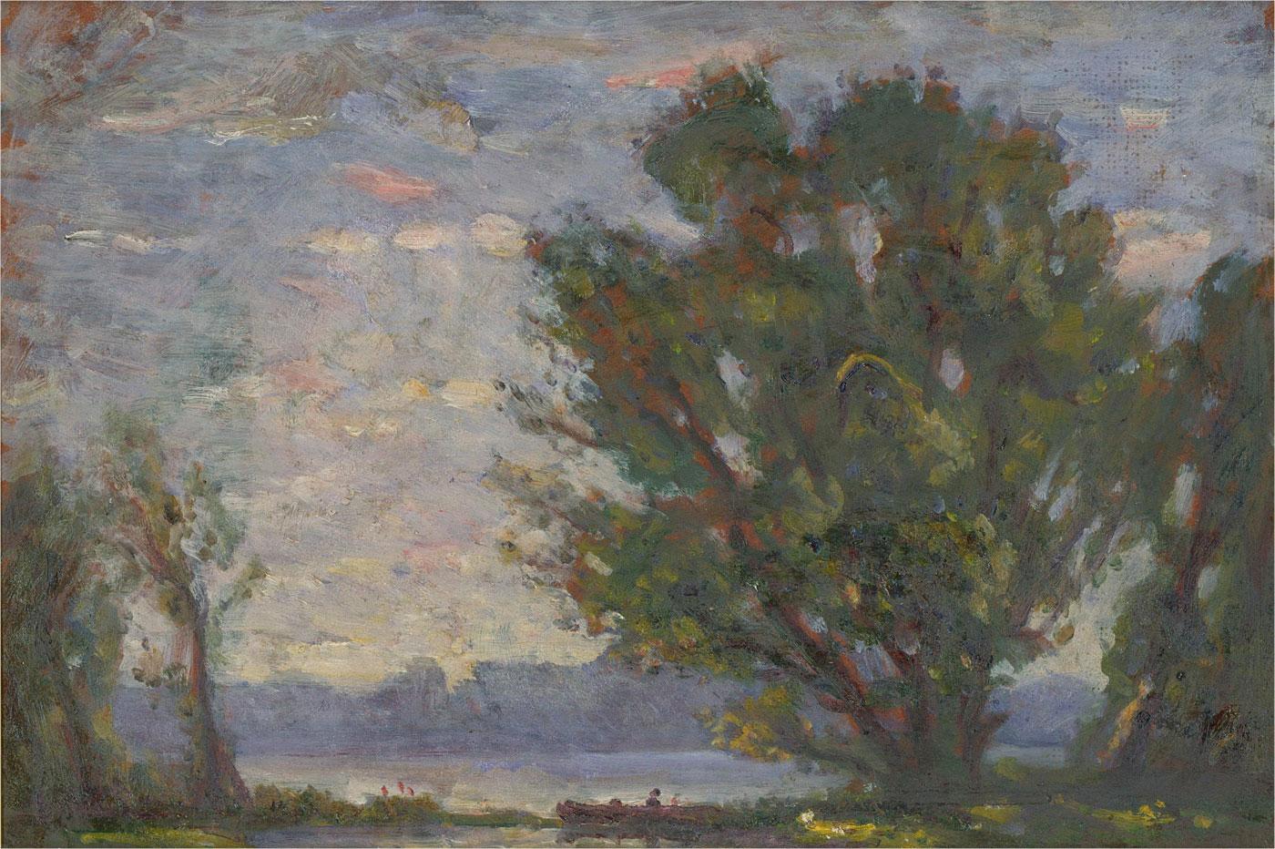 Mid 20th Century Oil - Lakeside - Painting by Unknown