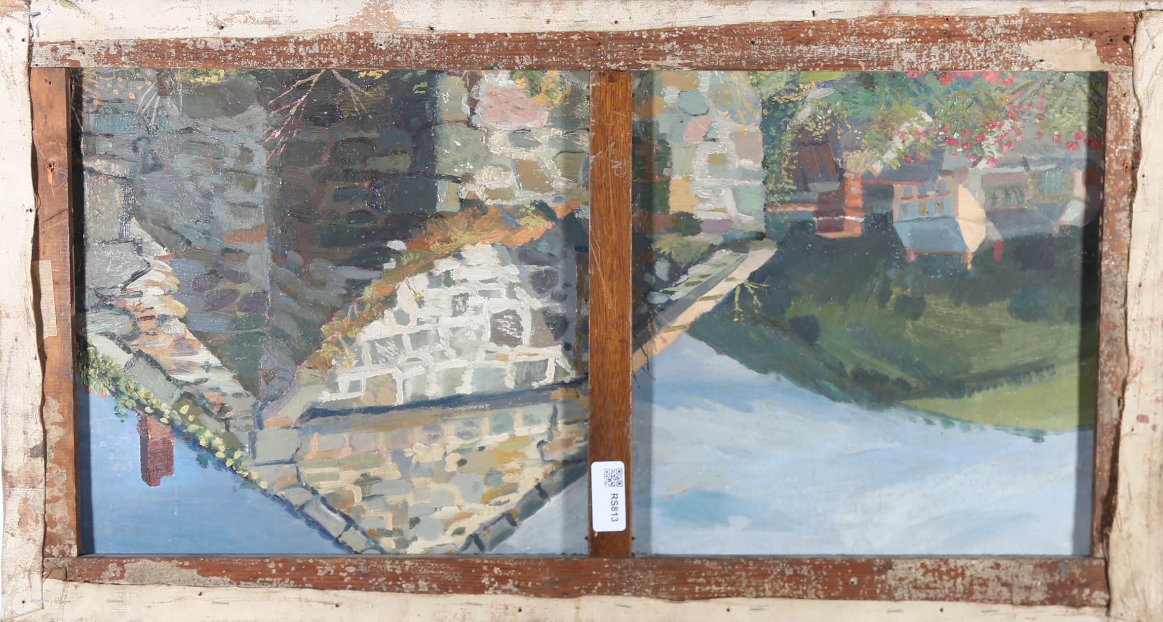 Olio della metà del XX secolo - Raccolta di fieno in tarda estate - Landscape Painting Grigio di Unknown