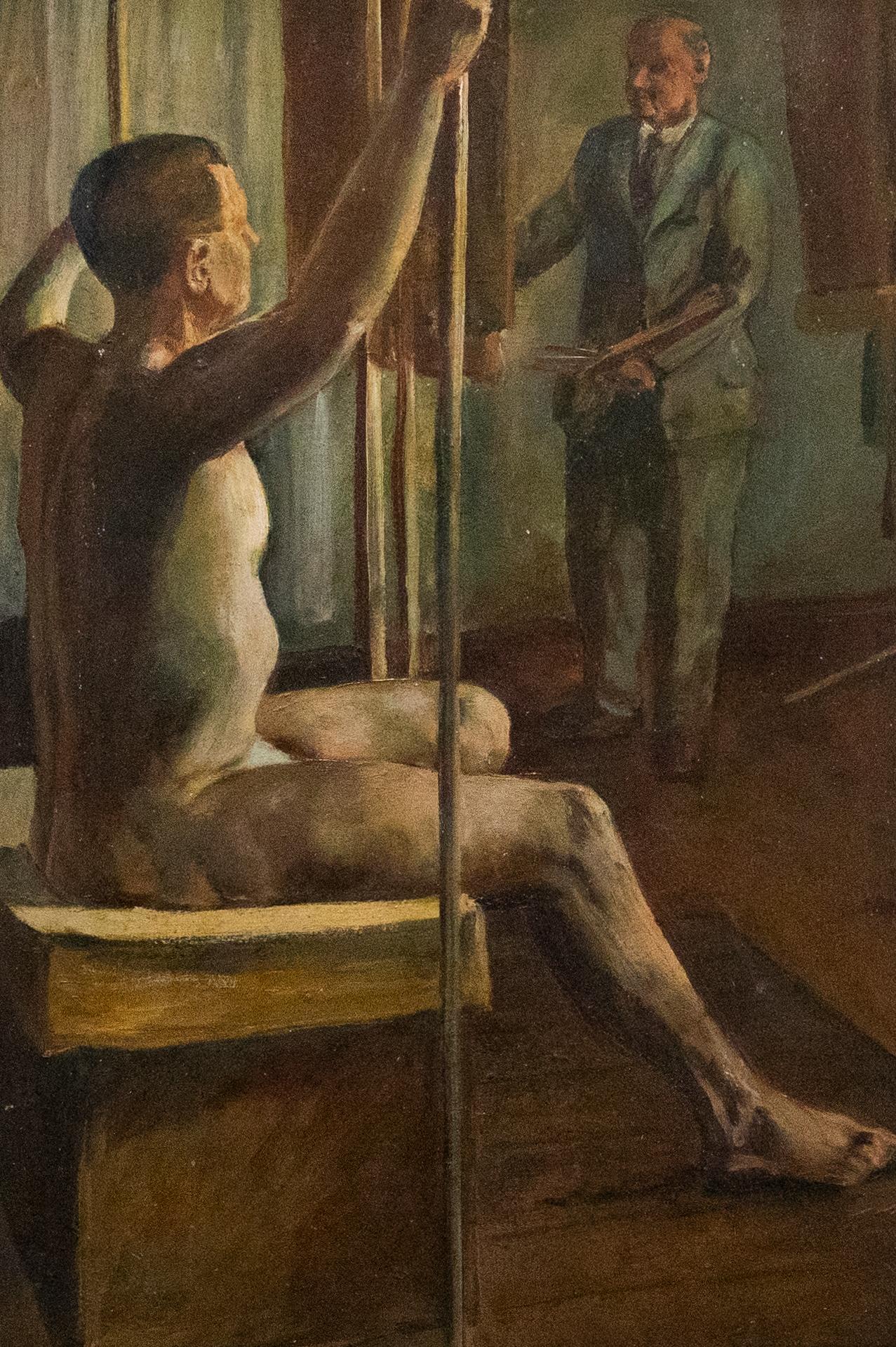 Mid 20th Century Oil - Life Drawing - Painting by Unknown