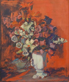 Mid 20th Century Oil - Lilies in Porcelain Vase
