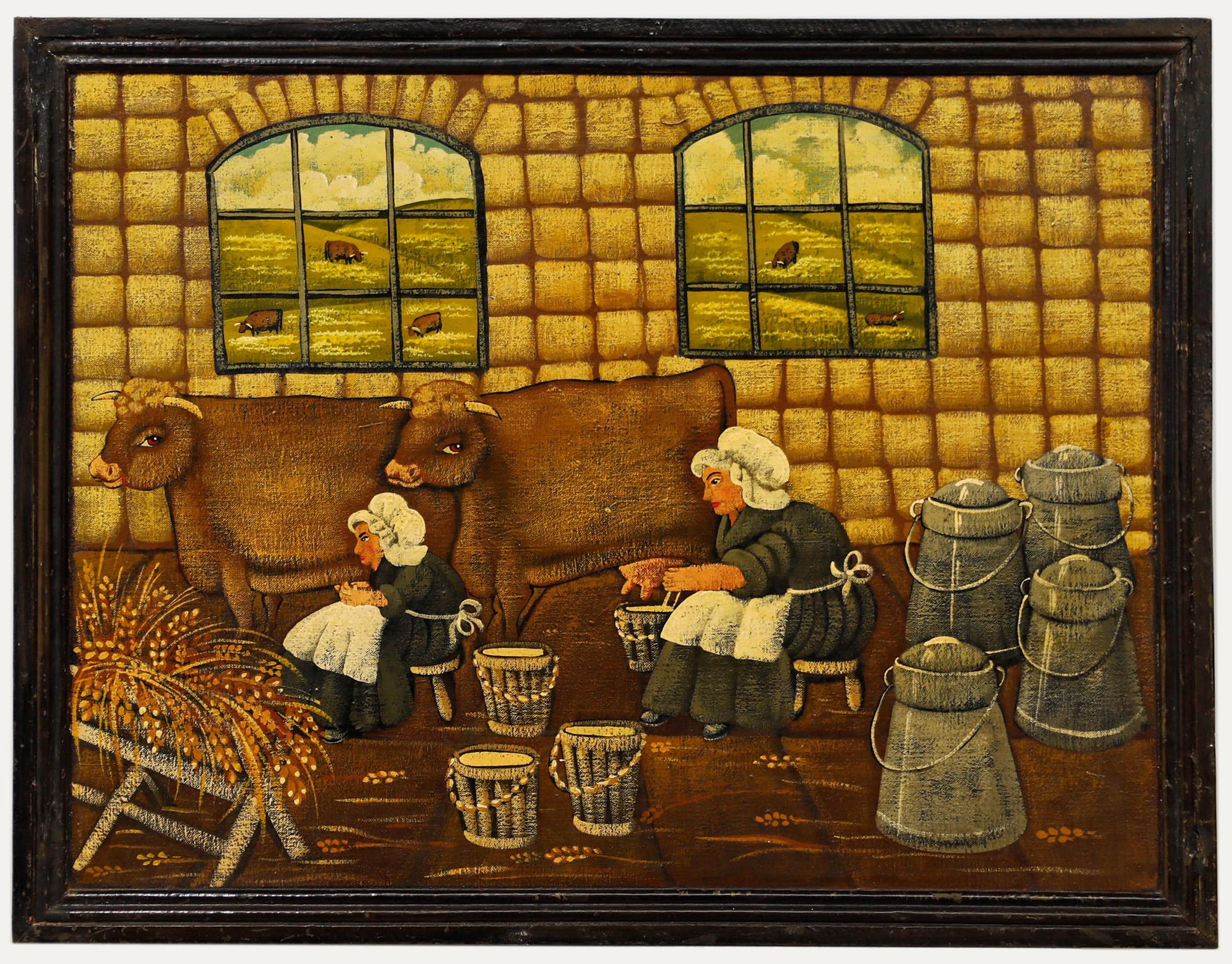 Öl aus der Mitte des 20. Jahrhunderts - Maids A-Milking
