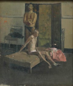 Mid 20th Century Oil - Male Life Drawing in the Studio