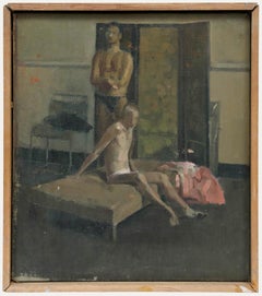 Mid 20th Century Oil - Male Life Drawing in the Studio
