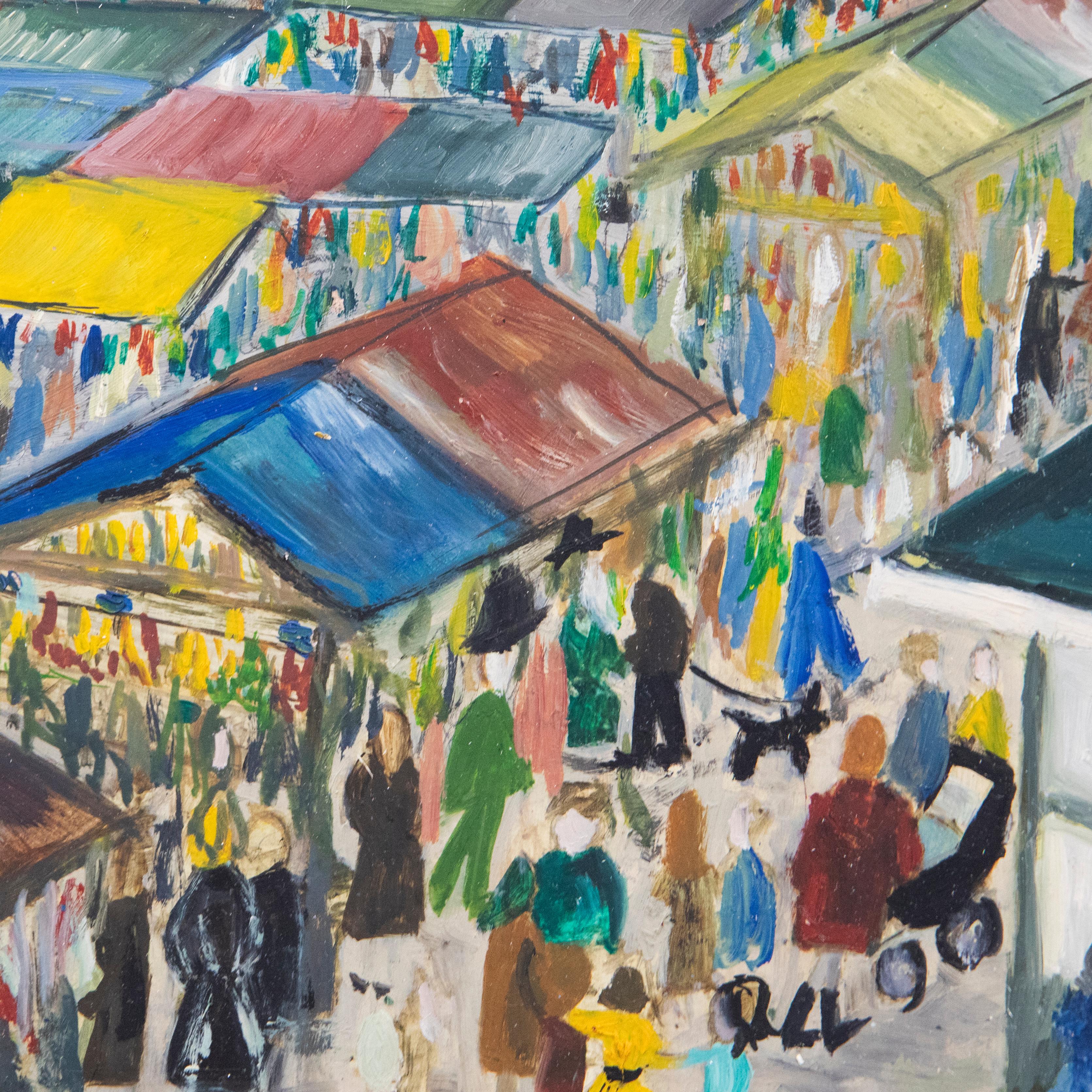 Mid 20th Century Oil - Market Day, Stockport For Sale 1