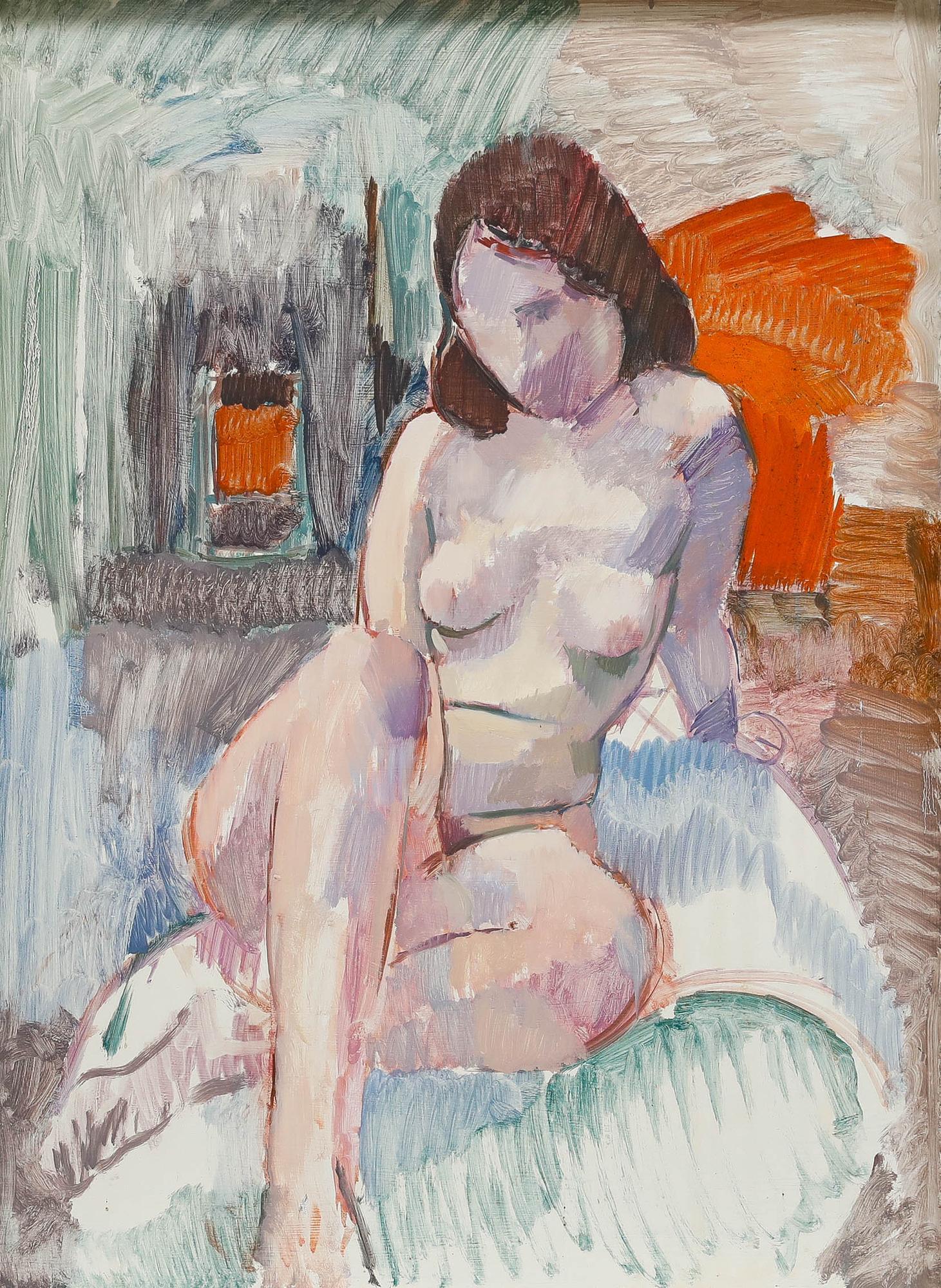 Mitte 20. Jahrhundert Öl - Frauenakt I – Painting von Unknown