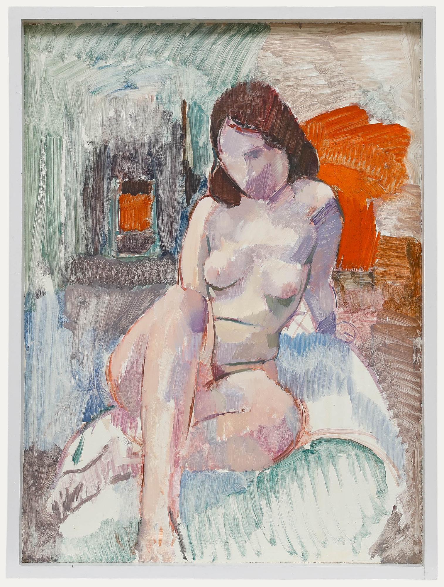 Unknown Nude Painting – Mitte 20. Jahrhundert Öl - Frauenakt I