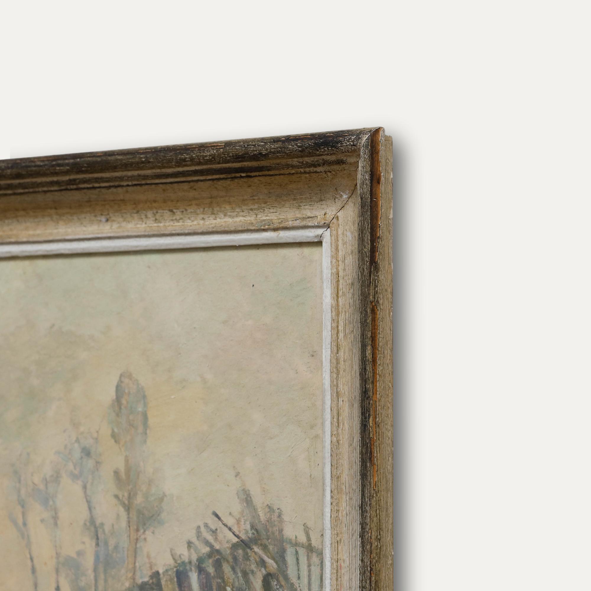 Mid 20th Century Oil - Off to Town in Early Morning Frost For Sale 1
