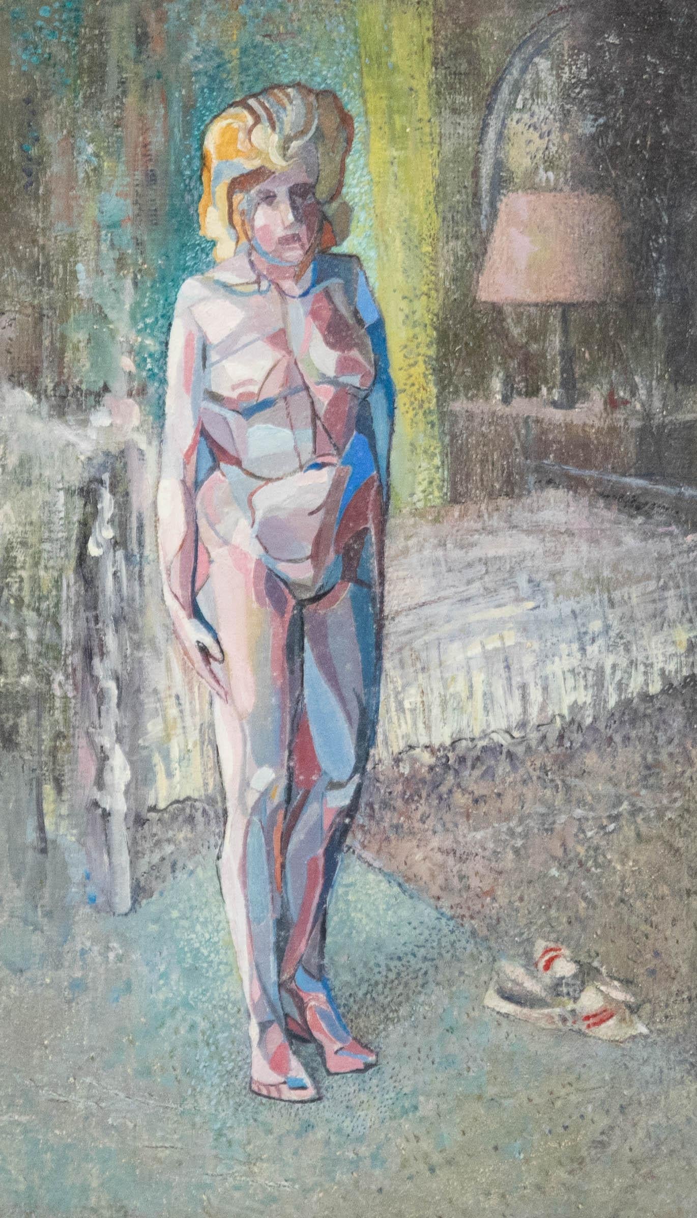 Nude Painting Unknown - Huile du milieu du 20e siècle - Out of Place