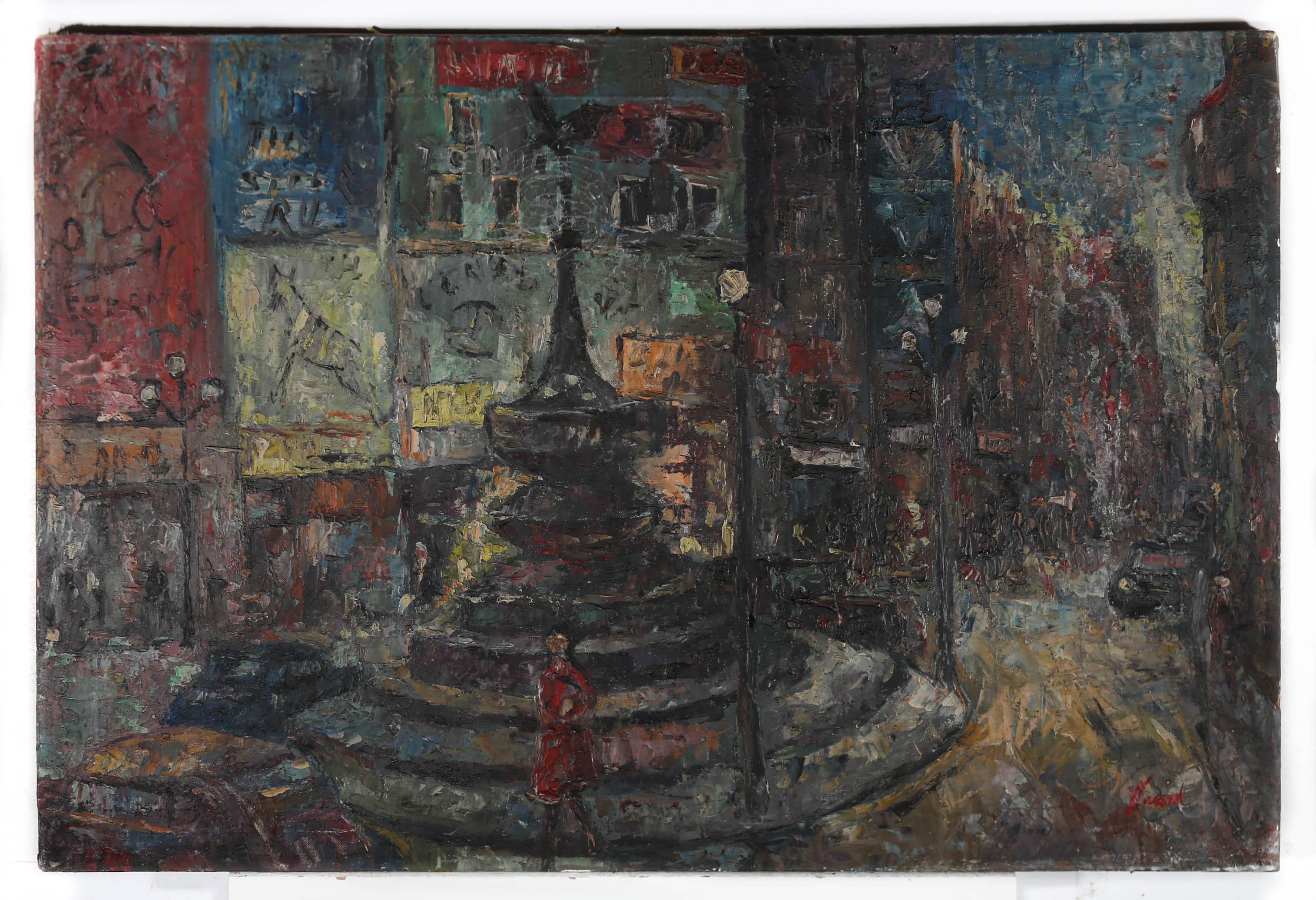 Heavy impasto takes you back to the hustle and bustle of London in this impressionistic view of Piccadilly Circus. To the foreground the statue of Eros can be seen, painted with palette knife detail against a colourful backdrop of city lights and