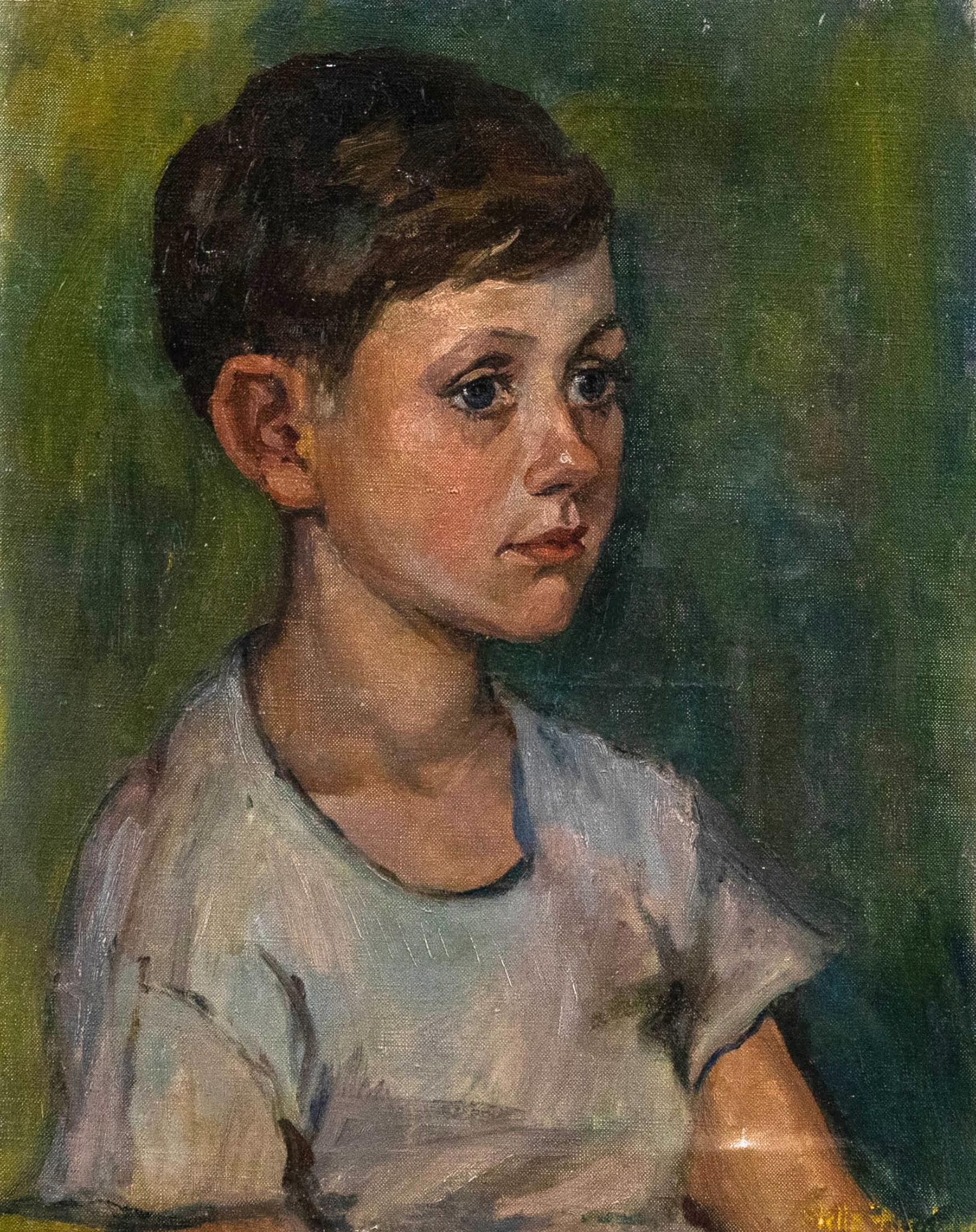 Unknown Portrait Painting - Mid 20th Century Oil - Portrait of a Boy