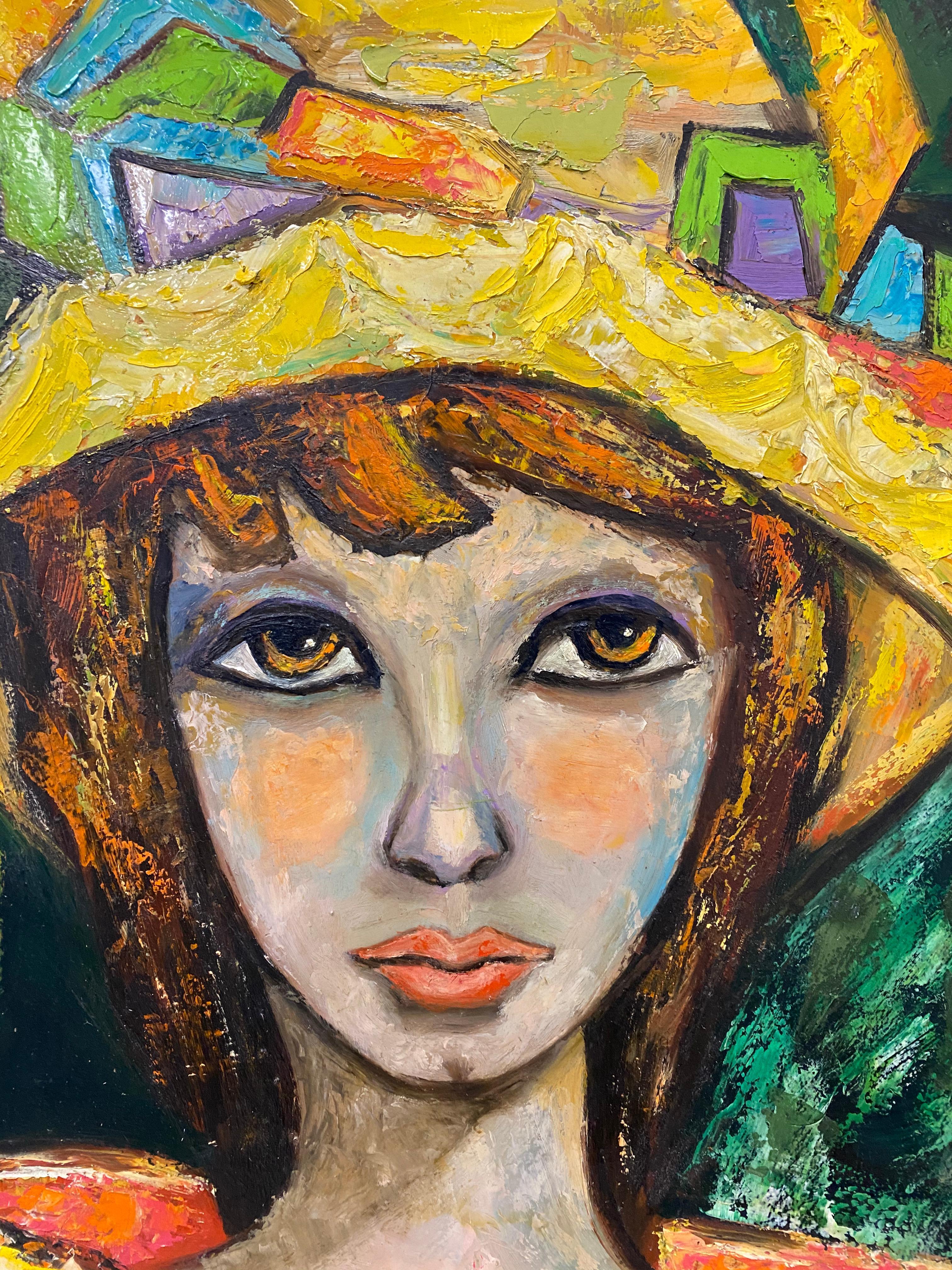 Mid 20th Century Oil Portrait of a Fashionable Young Woman by Barrow c.1970 - Impressionist Painting by Unknown