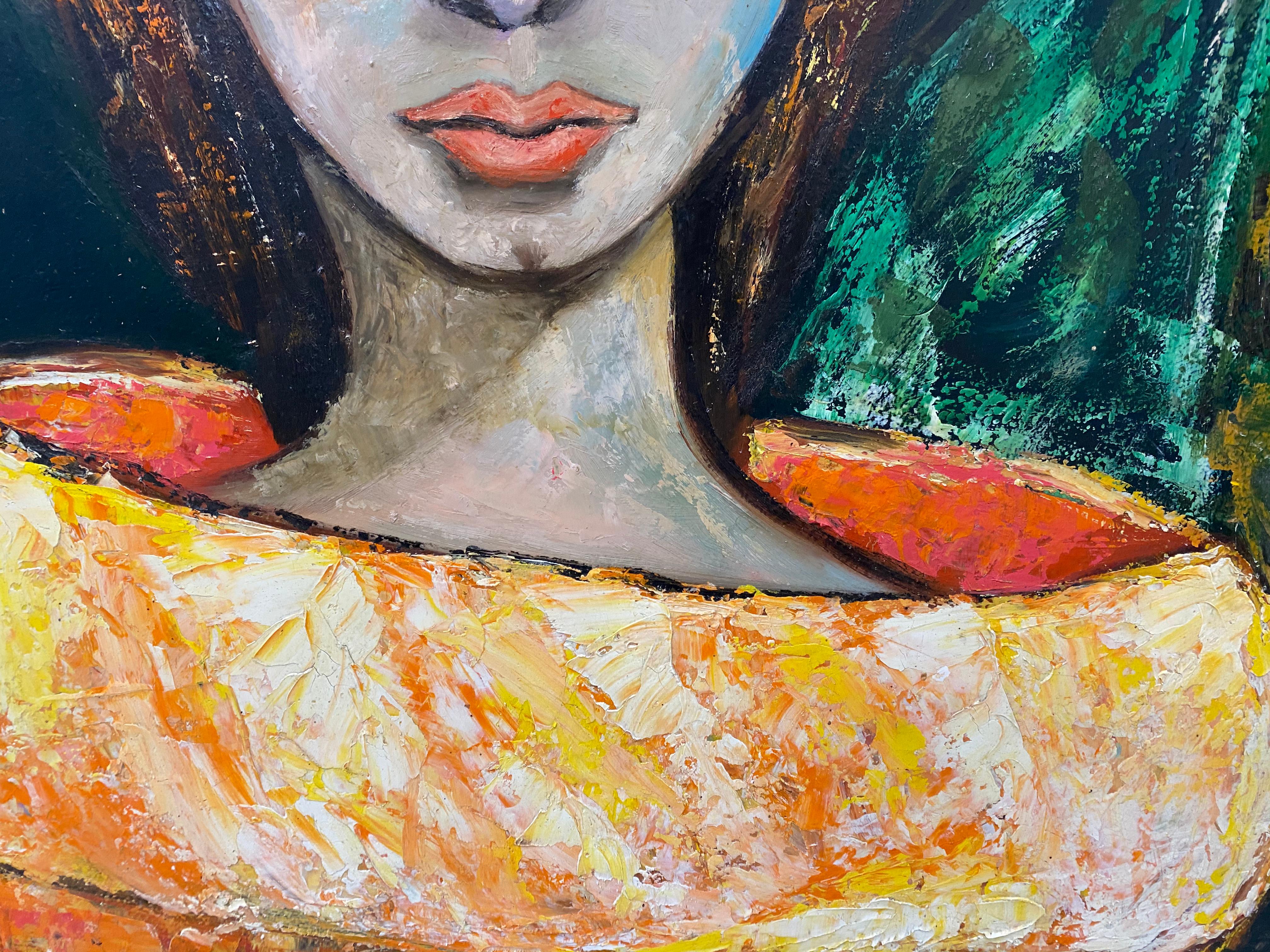 Mid 20th Century Oil Portrait of a Fashionable Young Woman by Barrow c.1970

Bright, bold and colorful painting - Classic vintage oil portrait

Original oil on masonite

Dimensions 24