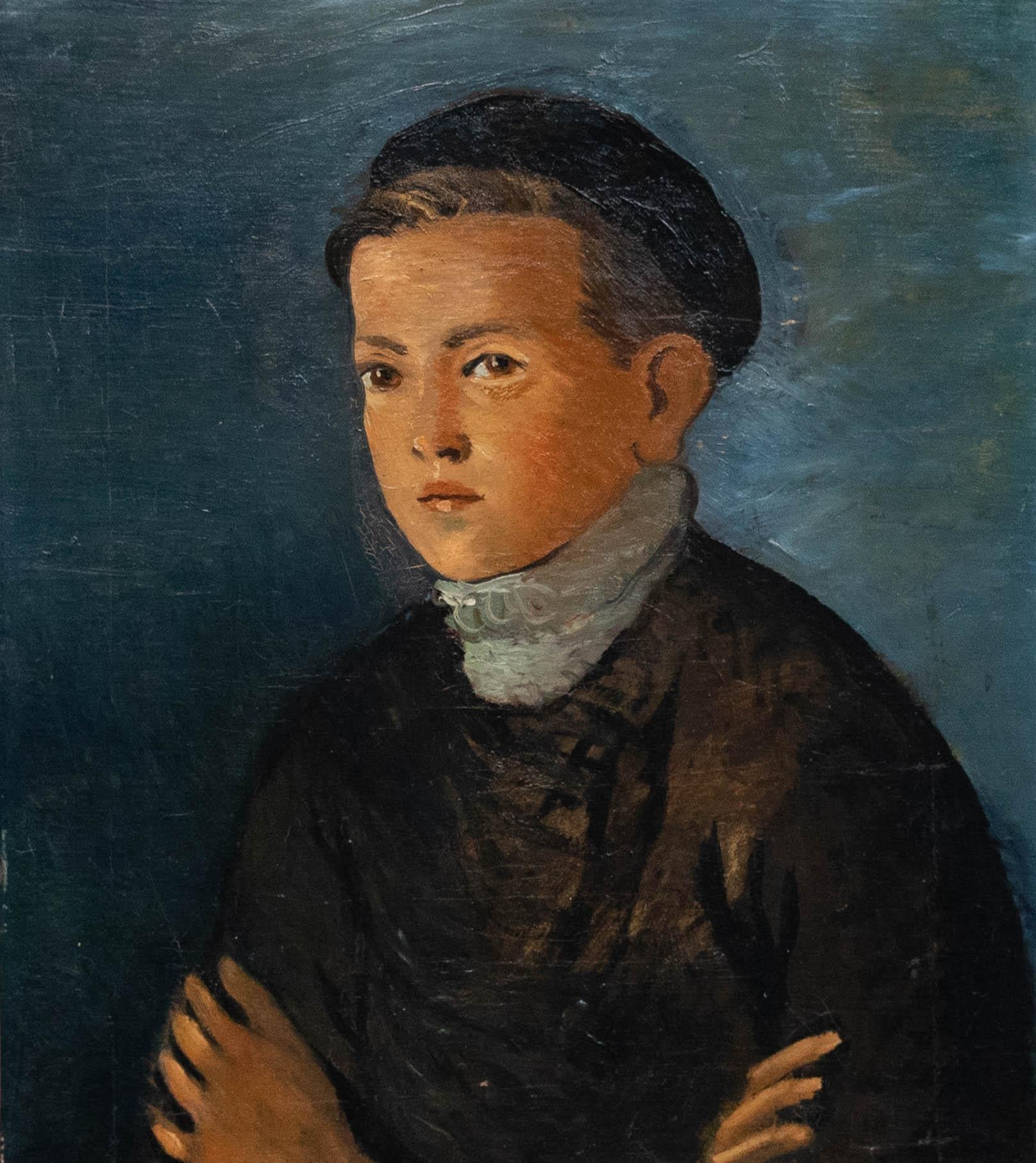 Mid 20th Century Oil - Portrait of a Peasant Boy - Painting by Unknown