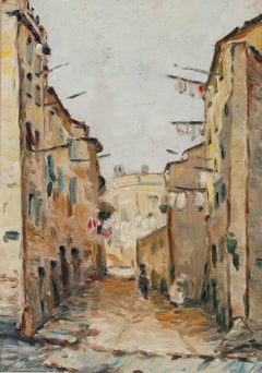 Mid 20th Century Oil - Quiet Morning in the Commune